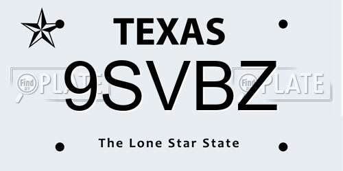 9SVBZ Texas License Plate