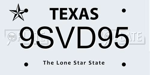 9SVD95 Texas License Plate