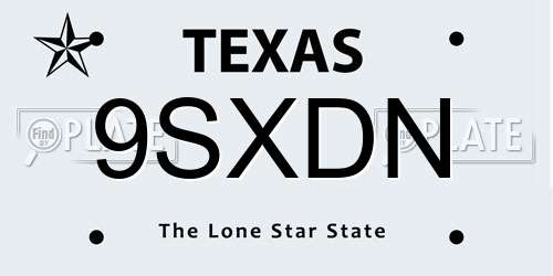 9SXDN Texas License Plate