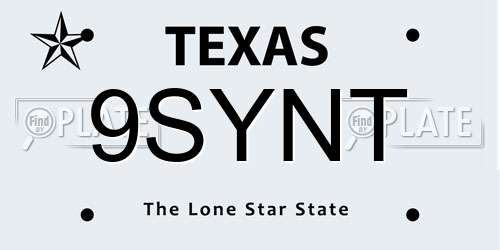 9SYNT Texas License Plate