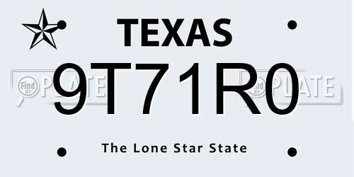 9T71R0 Texas License Plate