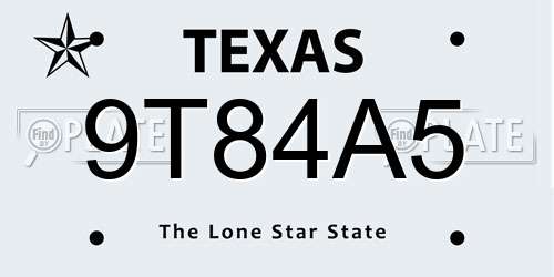 9T84A5 Texas License Plate