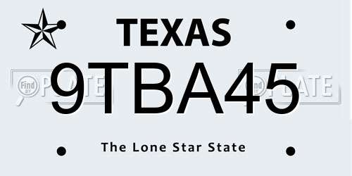 9TBA45 Texas License Plate
