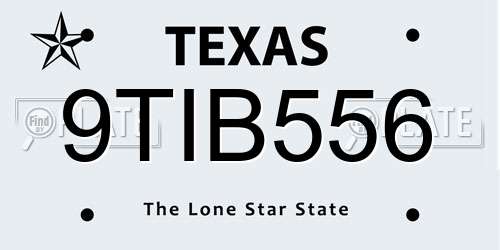 9TIB556 Texas License Plate