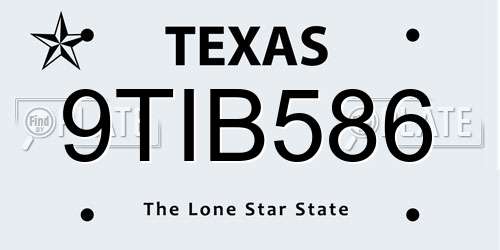9TIB586 Texas License Plate