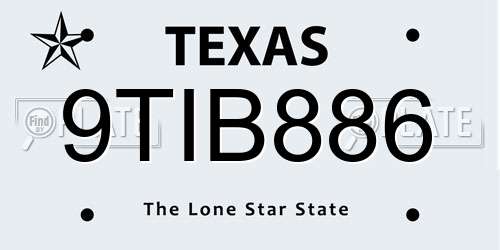 9TIB886 Texas License Plate
