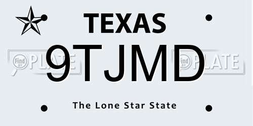 9TJMD Texas License Plate