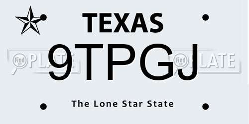 9TPGJ Texas License Plate