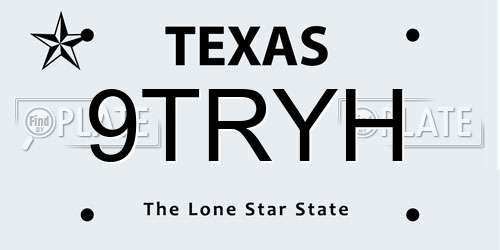 9TRYH Texas License Plate