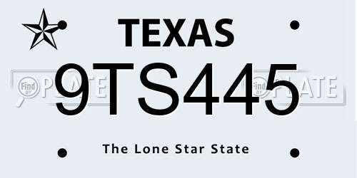 9TS445 Texas License Plate