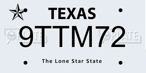 9TTM72 Texas License Plate