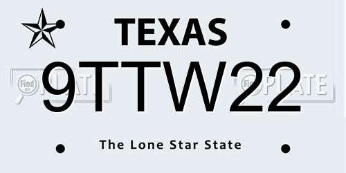 9TTW22 Texas License Plate