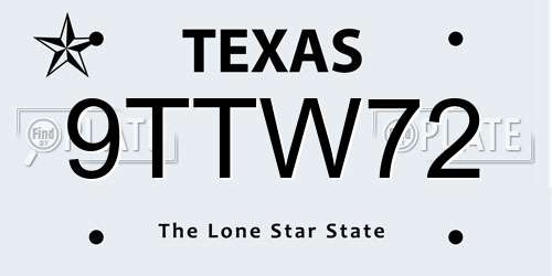 9TTW72 Texas License Plate
