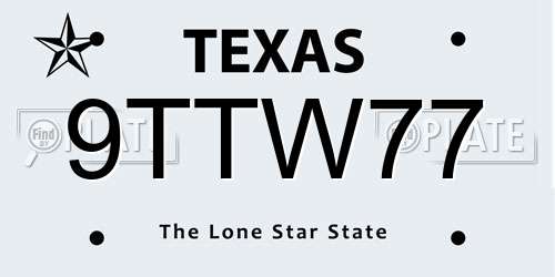 9TTW77 Texas License Plate