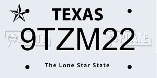 9TZM22 Texas License Plate