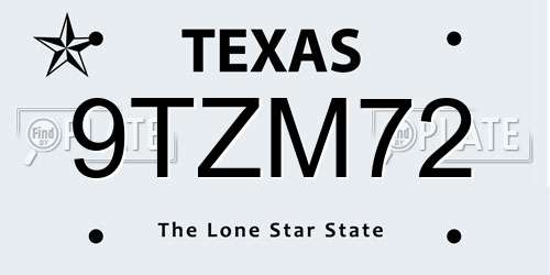 9TZM72 Texas License Plate