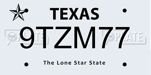 9TZM77 Texas License Plate