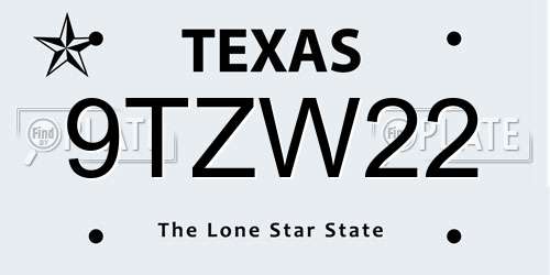 9TZW22 Texas License Plate