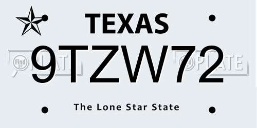 9TZW72 Texas License Plate