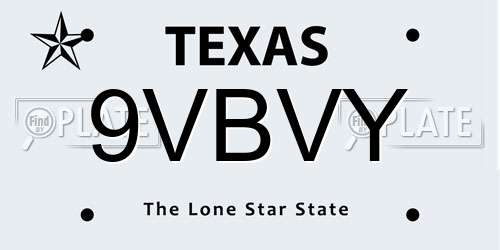 9VBVY Texas License Plate