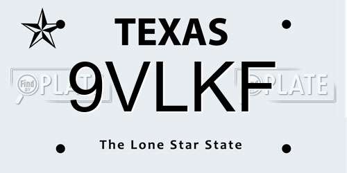 9VLKF Texas License Plate