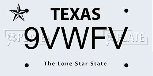 9VWFV Texas License Plate