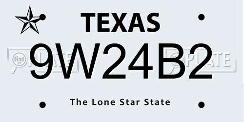 9W24B2 Texas License Plate