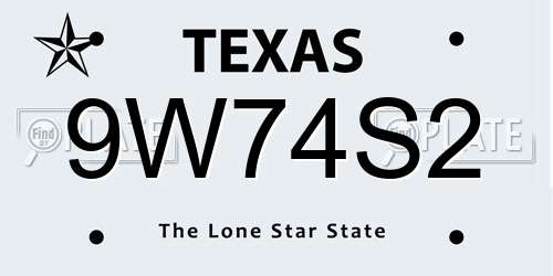 9W74S2 Texas License Plate
