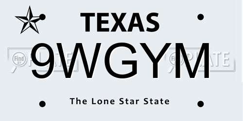 9WGYM Texas License Plate