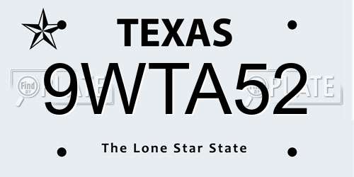 9WTA52 Texas License Plate