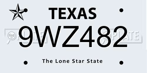 9WZ482 Texas License Plate