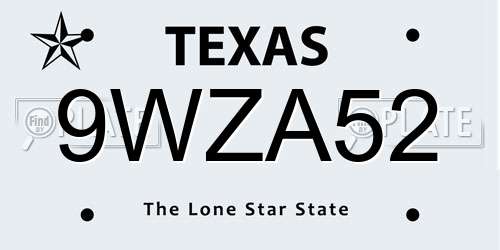 9WZA52 Texas License Plate