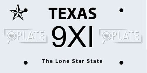 9XI Texas License Plate