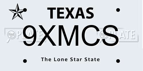 9XMCS Texas License Plate