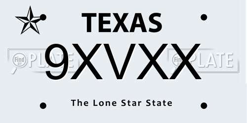 9XVXX Texas License Plate