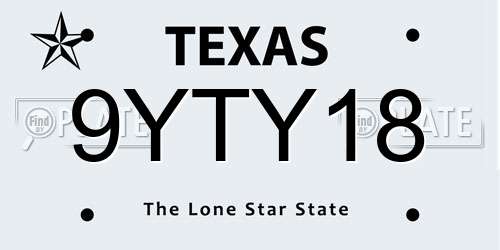 9YTY18 Texas License Plate