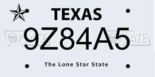 9Z84A5 Texas License Plate