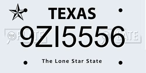 9ZI5556 Texas License Plate