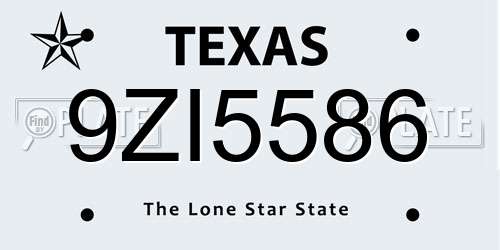 9ZI5586 Texas License Plate