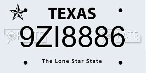 9ZI8886 Texas License Plate