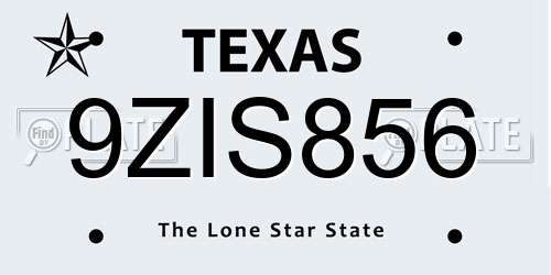 9ZIS856 Texas License Plate