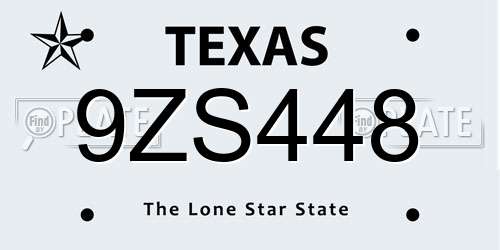 9ZS448 Texas License Plate
