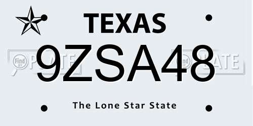 9ZSA48 Texas License Plate