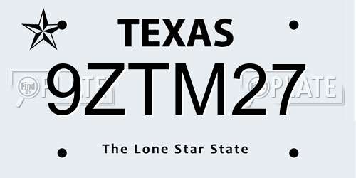9ZTM27 Texas License Plate