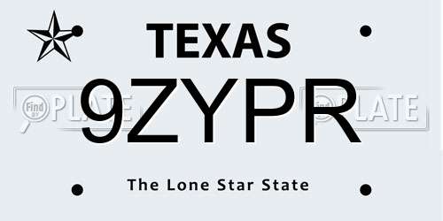 9ZYPR Texas License Plate