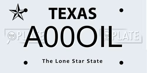 A00OIL Texas License Plate