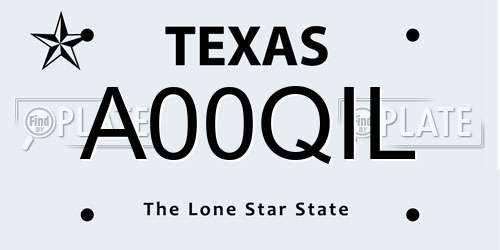 A00QIL Texas License Plate