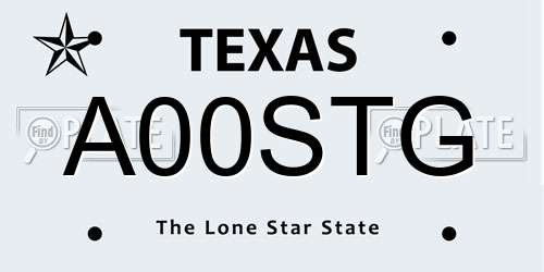 A00STG Texas License Plate