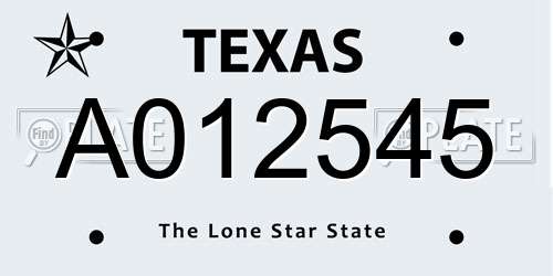A012545 Texas License Plate