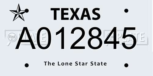 A012845 Texas License Plate